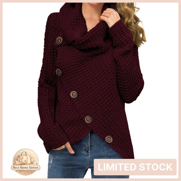 Chunky Turtleneck Pullover Sweater Asymmetric Hem Y2K Chic Cozy Knit